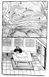 Cartógrafo no trabalho (caneta e tinta)